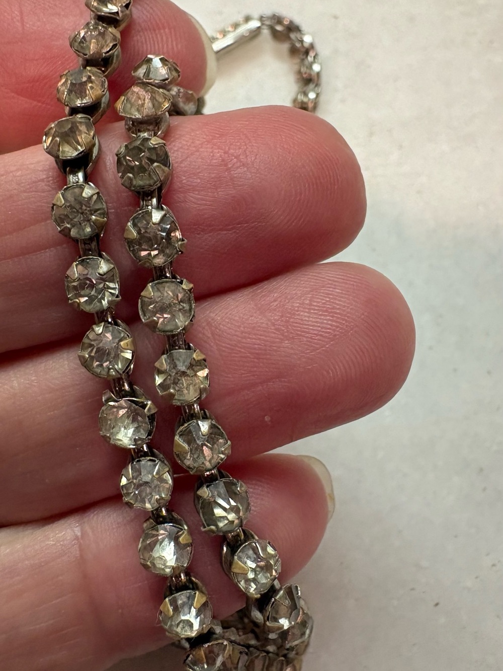 Vintage Rhinestone Tennis Necklace - Clear Crystal Silver Tone